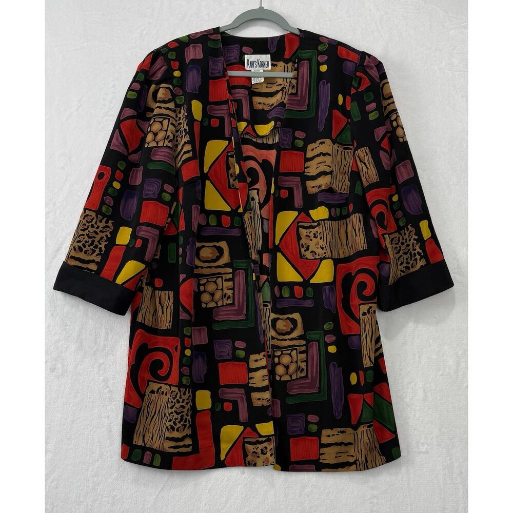 Kari's Korner Women's Vintage Colorful Lightweight Open Cardigan Size 20